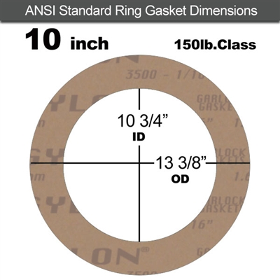 Garlock 3500 Fawn GylonÂ® Ring Gasket - 150 Lb. - 1/8" Thick - 10" Pipe
