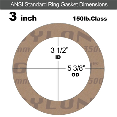 Garlock 3500 Fawn GylonÂ® Ring Gasket - 150 Lb. - 1/8" Thick - 3" Pipe