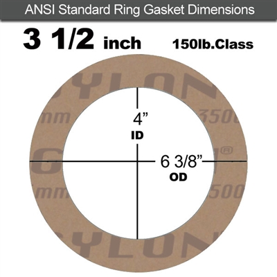 Garlock 3500 Fawn GylonÂ® Ring Gasket - 150 Lb. - 1/8" Thick - 3-1/2" Pipe