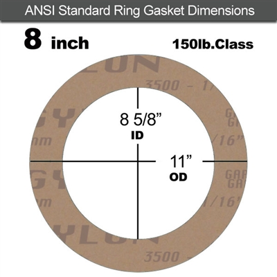 Garlock 3500 Fawn GylonÂ® Ring Gasket - 150 Lb. - 1/8" Thick - 8" Pipe