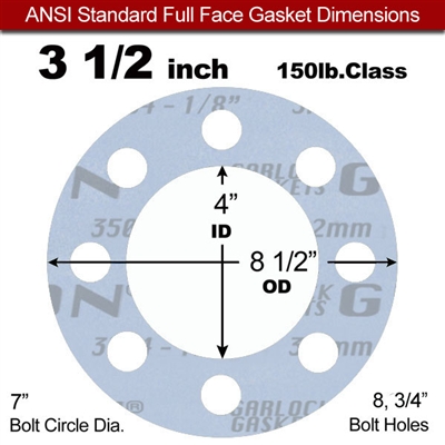 Garlock GylonÂ® 3504 Full Face Gasket - 150 Lb. - 1/8" Thick - 3-1/2" Pipe