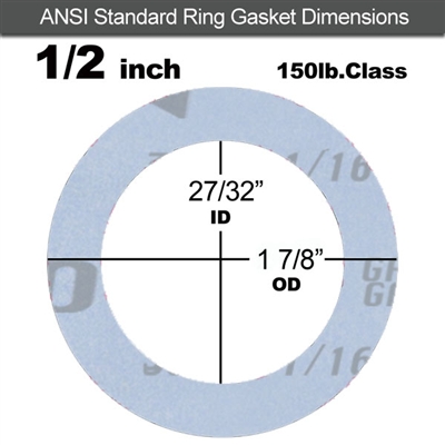 Garlock GylonÂ® 3504 Ring Gasket - 150 Lb. - 1/16" Thick - 1/2" Pipe