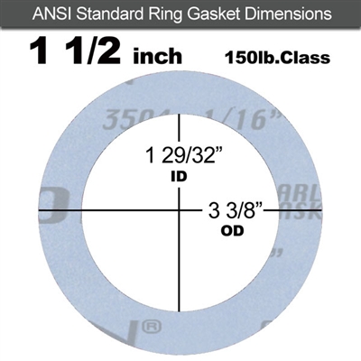 Garlock GylonÂ® 3504 Ring Gasket - 150 Lb. - 1/16" Thick - 1-1/2" Pipe