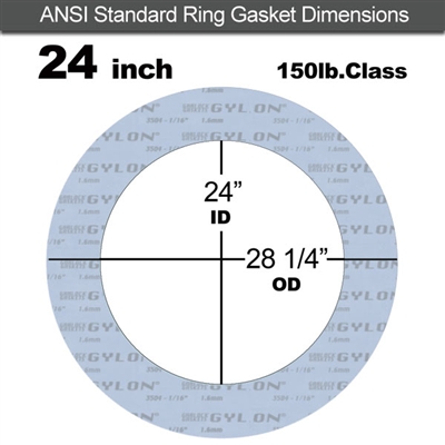 Garlock GylonÂ® 3504 Ring Gasket - 150 Lb. - 1/16" Thick - 24" Pipe