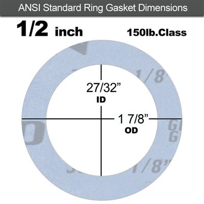 Garlock GylonÂ® 3504 Ring Gasket - 150 Lb. - 1/8" Thick - 1/2" Pipe