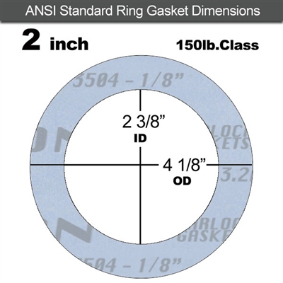 Garlock GylonÂ® 3504 Ring Gasket - 150 Lb. - 1/8" Thick - 2" Pipe