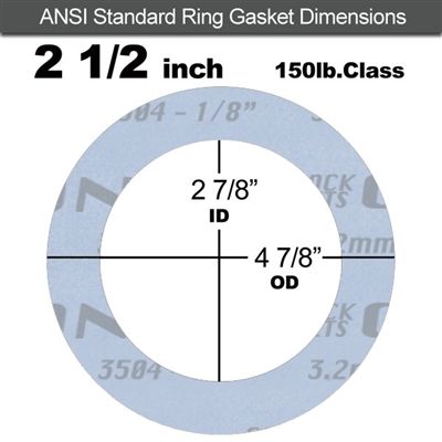 Garlock GylonÂ® 3504 Ring Gasket - 150 Lb. - 1/8" Thick - 2-1/2" Pipe
