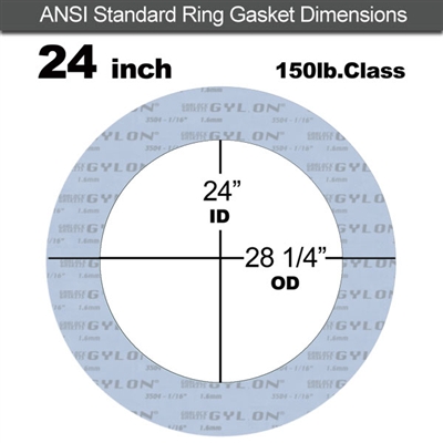 Garlock GylonÂ® 3504 Ring Gasket - 150 Lb. - 1/8" Thick - 24" Pipe