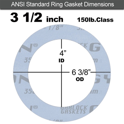Garlock GylonÂ® 3504 Ring Gasket - 150 Lb. - 1/8" Thick - 3-1/2" Pipe