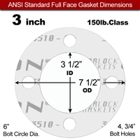 Garlock GylonÂ® 3510 Full Face Gasket - 150 Lb. - 1/16" Thick - 3" Pipe