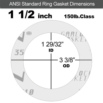 Garlock GylonÂ® 3510 Ring Gasket - 150 Lb. - 1/16" Thick - 1-1/2" Pipe