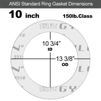 Garlock GylonÂ® 3510 Ring Gasket - 150 Lb. - 1/16" Thick - 10" Pipe