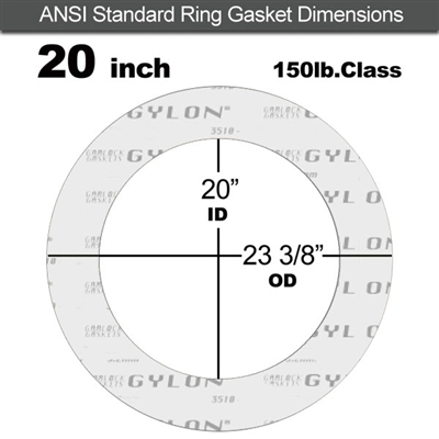 Garlock GylonÂ® 3510 Ring Gasket - 150 Lb. - 1/16" Thick - 20" Pipe