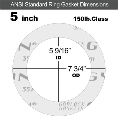 Garlock GylonÂ® 3510 Ring Gasket - 150 Lb. - 1/16" Thick - 5" Pipe