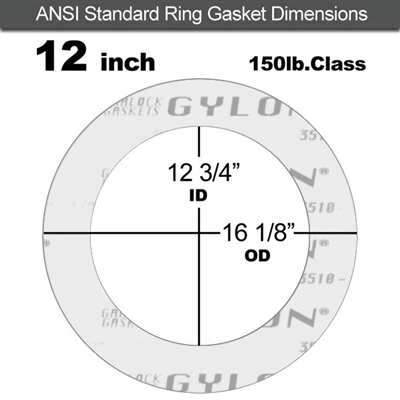Garlock GylonÂ® 3510 Ring Gasket - 150 Lb. - 1/8" Thick - 12" Pipe