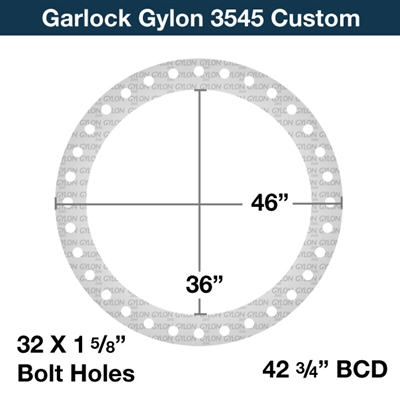 Garlock GylonÂ® 3545 Full Face Gasket - 150 Lb. - 1/8" Thick - 36" Pipe