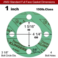 C-4401 Green N/A NBR Full Face Gasket - 150 Lb. - 1/16" Thick - 1" Pipe