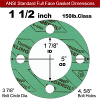 C-4401 Green N/A NBR Full Face Gasket - 150 Lb. - 1/16" Thick - 1-1/2" Pipe