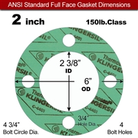 C-4401 Green N/A NBR Full Face Gasket - 150 Lb. - 1/16" Thick - 2" Pipe