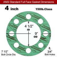 C-4401 Green N/A NBR Full Face Gasket - 150 Lb. - 1/16" Thick - 4" Pipe