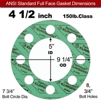 C-4401 Green N/A NBR Full Face Gasket - 150 Lb. - 1/16" Thick - 4-1/2" Pipe