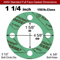 C-4401 Green N/A NBR Full Face Gasket - 150 Lb. - 1/8" Thick - 1-1/4" Pipe