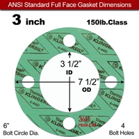 C-4401 Green N/A NBR Full Face Gasket - 150 Lb. - 1/8" Thick - 3" Pipe