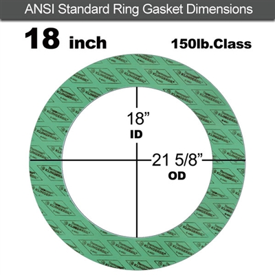 C-4401 Green N/A NBR Ring Gasket - 150 Lb. - 1/16" Thick - 18" Pipe