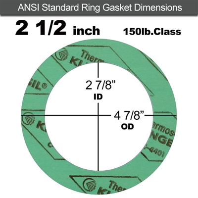 C-4401 Green N/A NBR Ring Gasket - 150 Lb. - 1/16" Thick - 2-1/2" Pipe