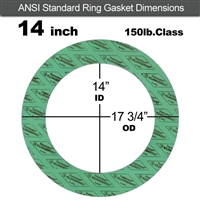 C-4401 Green N/A NBR Ring Gasket - 150 Lb. - 1/8" Thick - 14" Pipe