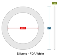 60 Duro White FDA Silicone Ring Gaskets - 3.625" ID x 5" OD x 1/8" Thick