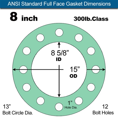 Equalseal EQ750G Full Face Gasket - 300 Lb. Class - 1/16" - 8" Pipe Size