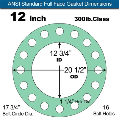Equalseal EQ750G Full Face Gasket - 300 Lb. Class - 1/16" - 12" Pipe Size