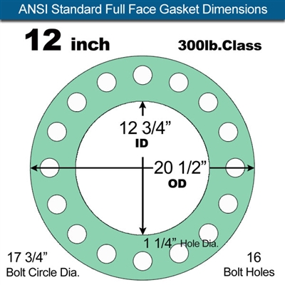 Equalseal EQ750G Full Face Gasket - 300 Lb. Class - 1/16" - 14" Pipe Size