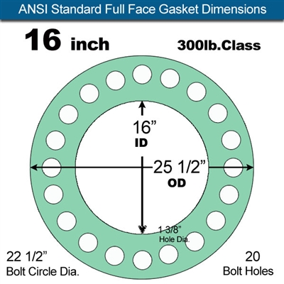 Equalseal EQ750G Full Face Gasket - 300 Lb. Class - 1/16" - 16" Pipe Size