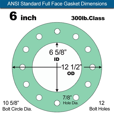 Equalseal EQ750G Full Face Gasket - 300 Lb. Class - 1/8" - 6" Pipe Size