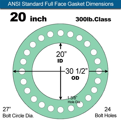 Equalseal EQ750G Full Face Gasket - 300 Lb. Class - 1/8" - 20" Pipe Size