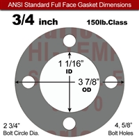 Garlock Style 9850 N/A NBR Full Face Gasket  150 Lb. - 1/16" Thick - 3/4" Pipe
