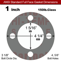 Garlock Style 9850 N/A NBR Full Face Gasket  150 Lb. - 1/16" Thick - 1" Pipe