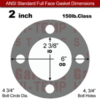 Garlock Style 9850 N/A NBR Full Face Gasket - 150 Lb. - 1/16" Thick - 2" Pipe