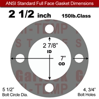 Garlock Style 9850 N/A NBR Full Face Gasket - 150 Lb. - 1/16" Thick - 2-1/2" Pipe