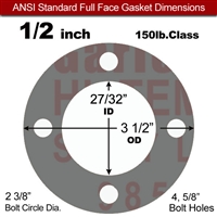 Garlock Style 9850 N/A NBR Full Face Gasket - 150 Lb. - 1/8" Thick - 1/2" Pipe