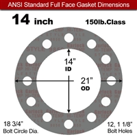 Garlock Style 9850 N/A NBR Full Face Gasket - 150 Lb. - 1/8" Thick - 14" Pipe