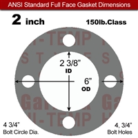 Garlock Style 9850 N/A NBR Full Face Gasket - 150 Lb. - 1/8" Thick - 2" Pipe