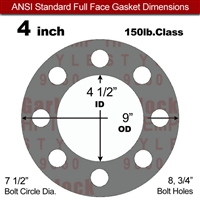 Garlock Style 9850 N/A NBR Full Face Gasket - 150 Lb. - 1/8" Thick - 4" Pipe