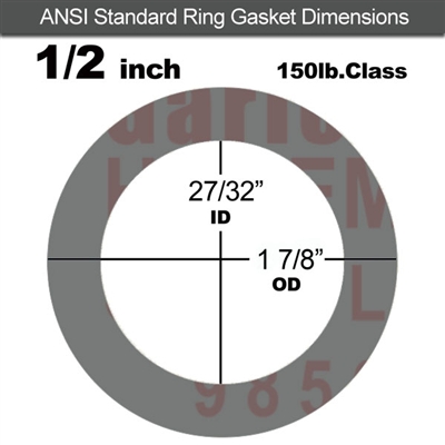 Garlock Style 9850 N/A NBR Ring Gasket - 150 Lb. - 1/6" Thick - 1/2" Pipe