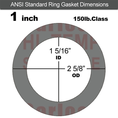 Garlock Style 9850 N/A NBR Ring Gasket - 150 Lb. - 1/16" Thick - 1" Pipe