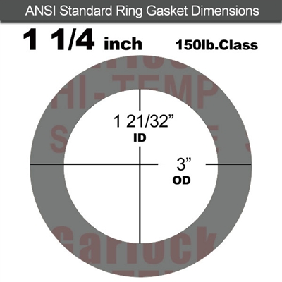 Garlock Style 9850 N/A NBR Ring Gasket - 150 Lb. - 1/16" Thick - 1-1/4" Pipe