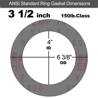 Garlock Style 9850 N/A NBR Ring Gasket - 150 Lb. - 1/16" Thick - 3-1/2" Pipe