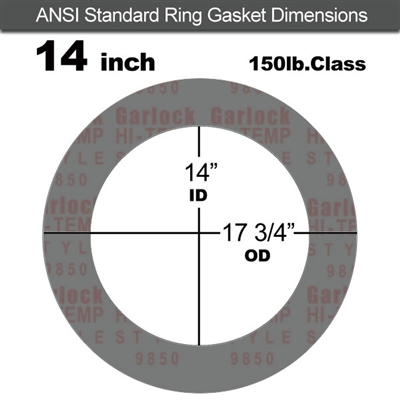 Garlock Style 9850 N/A NBR Ring Gasket - 150 Lb. - 1/8" Thick - 14" Pipe